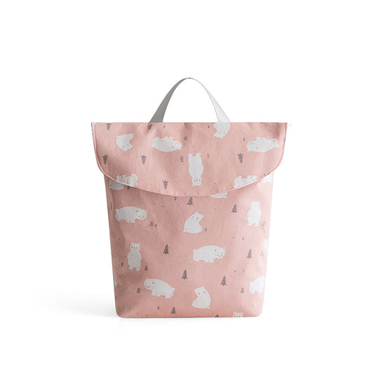 Color: Pink, Size: L - Baby diaper storage bag