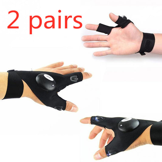 style: 2 pairs - Manufacturers LED Night Fishing Lights gloves Car Repair Lights Gloves