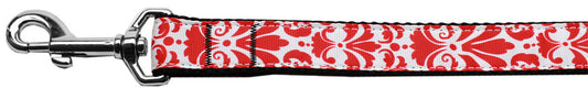 Damask Red Nylon Dog Leash 3/8 inch wide 6ft Long