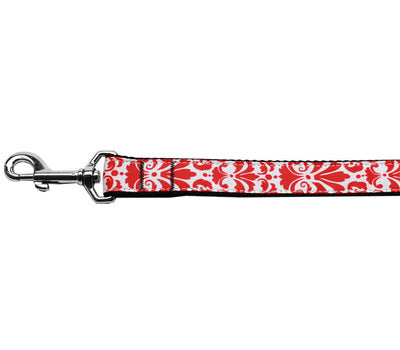 Damask Red Nylon Dog Leash 3/8 inch wide 6ft Long