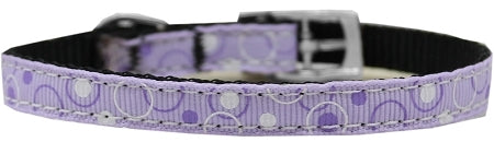 Retro Nylon Dog Collar with classic buckle 3/8" Lavender Size 12