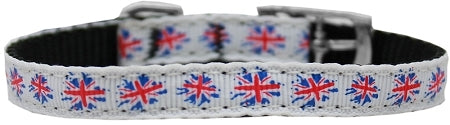 Graffiti Union Jack(UK Flag) Nylon Dog Collar with classic buckle 3/8" Size 14