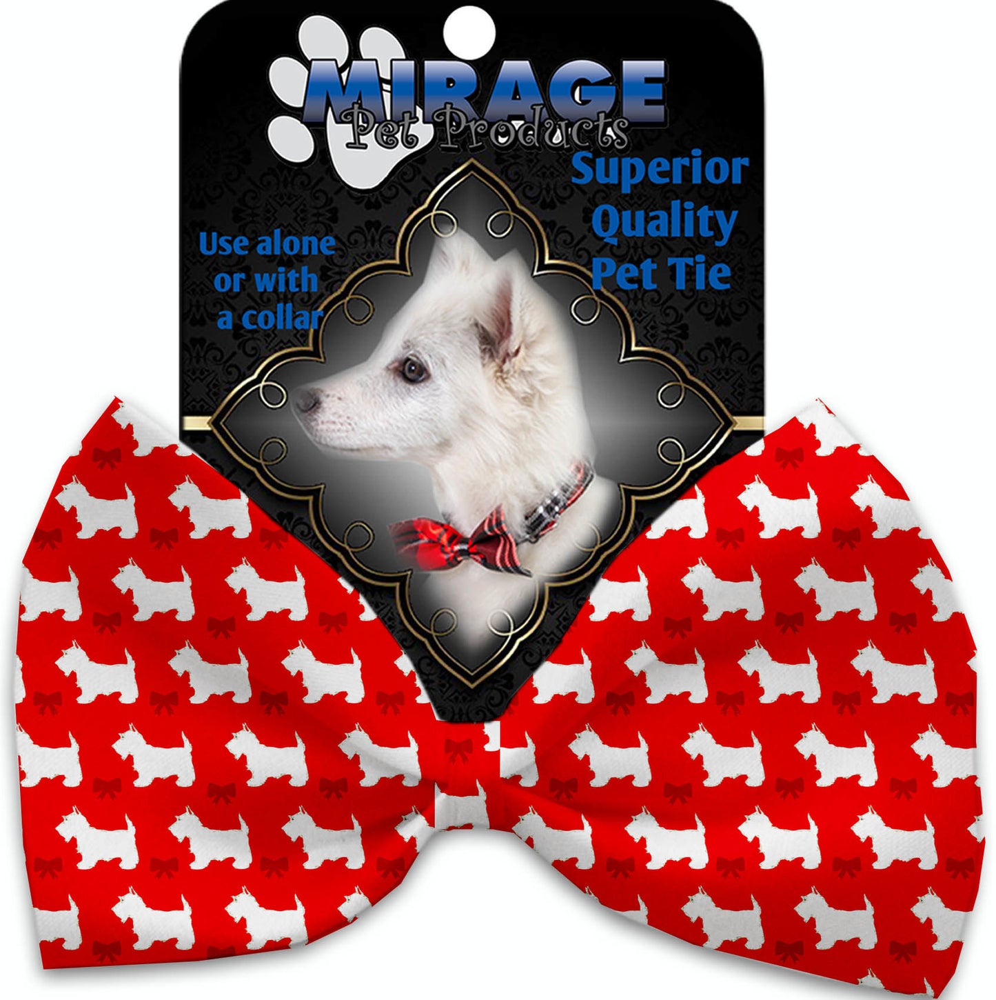 Christmas Westie Pet Bow Tie Collar Accessory with Velcro