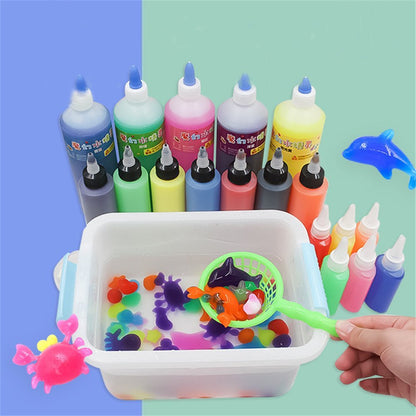 ECAI 10PCS 60ML DIY Magice Water Elf Animals Toy Water Absorption Swell Toy Slime Clay With Mould Box Packing