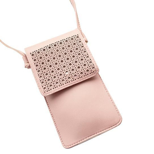 COLORS: PRETTY PINK - Multi Mini Transparent Phone And Credit Card Holder Cross Body Bag