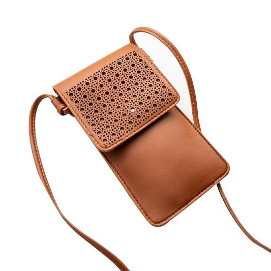 COLORS: BEAUTIFUL BROWN - Multi Mini Transparent Phone And Credit Card Holder Cross Body Bag