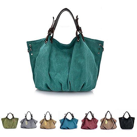 Color: TEAL BLUE - Journey Canvas Handbag