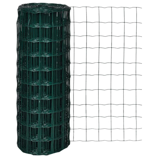 vidaXL Euro Fence Steel 32.8ftx3.3ft Green