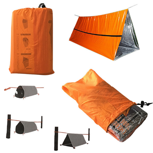 Color: Orange - PE Aluminum Film Thermal Insulation Windproof And Cold Resistant Emergency Sleeping Bag