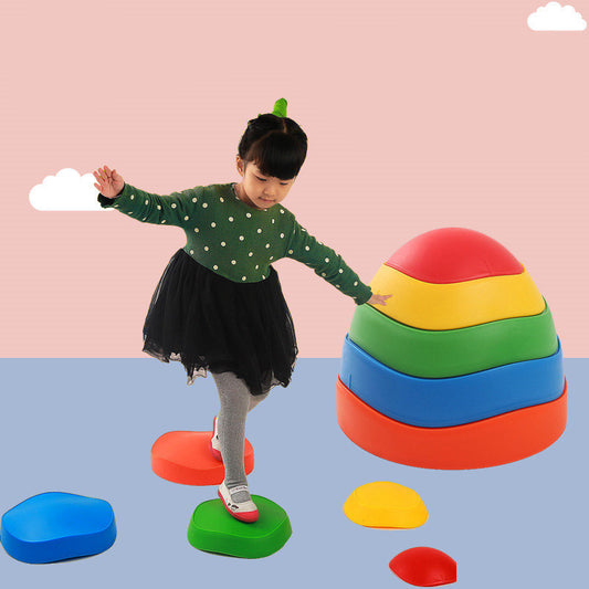 Non-slip Balance Stepping Stones Kids Sensory Integration Training Toys 5 Colors Space Saving Outdoor Indoor Game Set
