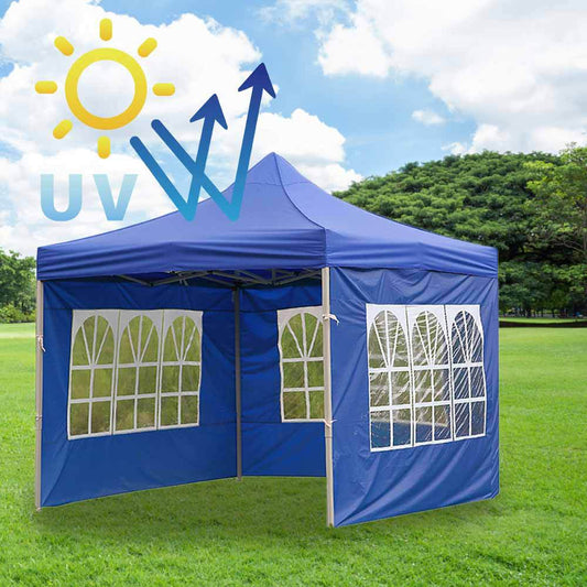 Color: Blue, style: Three meter window - Portable Outdoor Tent Surface Replacement Rainproof Canopy Party Waterproof Gazebo Canopy Top Cover Garden Shade Shelter Windbar
