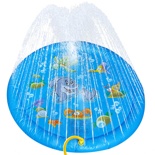 Color: Blue 96cm - Kid Pet Simulation Sea Level Outdoor Inflatable Splash Mat Water Spray Game Pad Kids Educational Toys For Children Gift