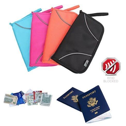Color: Orange - SAFE JOURNEY RFID BLOCKER Passport and Credit Card Protector Wallet