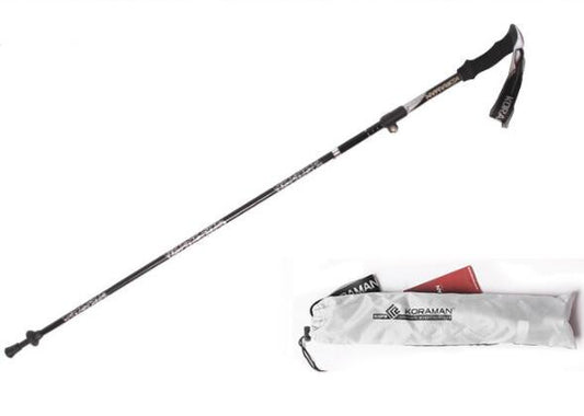 Color: Black, Style: Long - Portable carbon telescopic folding outdoor climbing stick