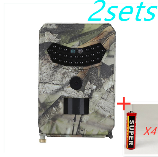 Color: Green2PC, style: With 8pcs battery - 1080P Trail Camera Hunting Game Camera Outdoor Wildlife Scouting Camera PIR Sensor Infrared Night Vision