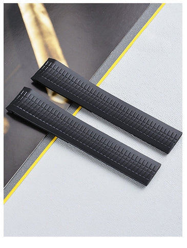Color: Black, Size: 21mm Silver Buckle - Rubber Watch Strap Baida ''silicone Strap 21mm Folding Buckle
