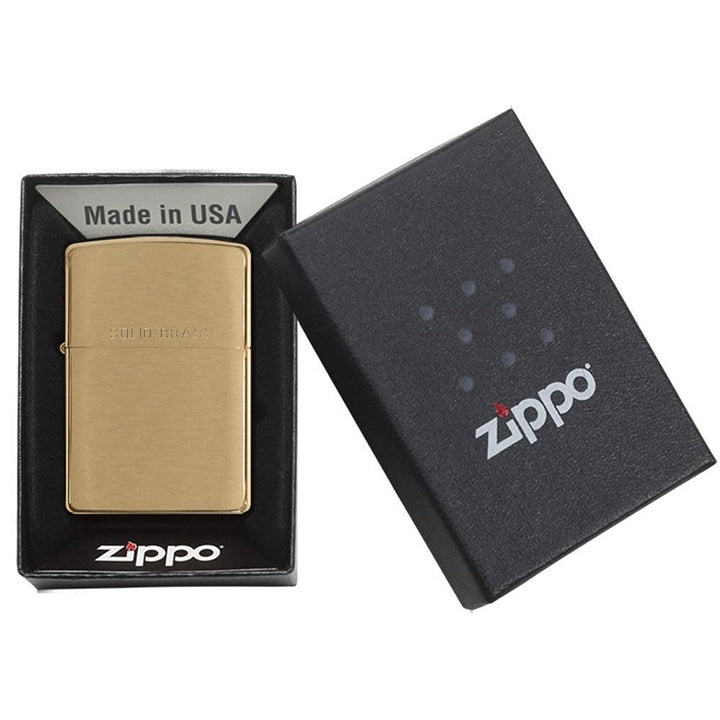 Zippo Windproof Lighter Brushed Brass w/ Solid Brass Engraved