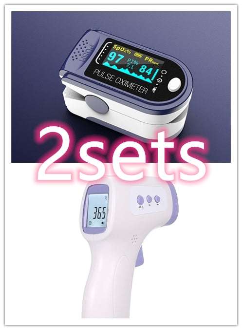 Color: Blue 2sets - Portable Blood Oxygen Monitor Finger Pulse Oximeter