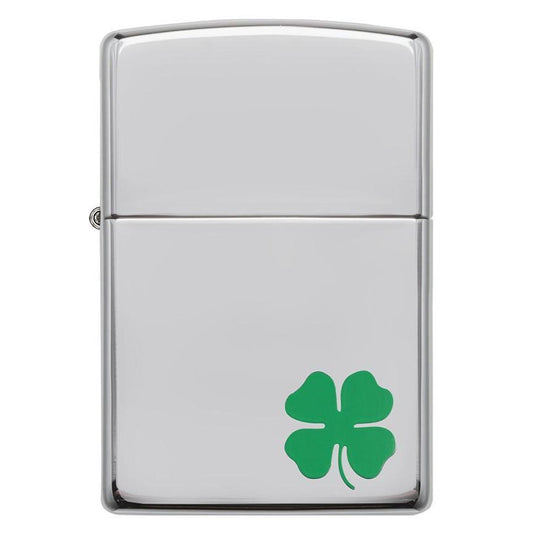 Zippo Windproof Lighter A Bit O' Luck Clover High Polish Chrome