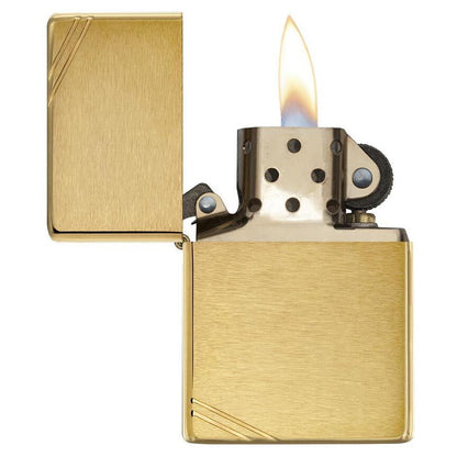 Zippo Windproof Lighter Vintage Brushed Brass w/Slashes