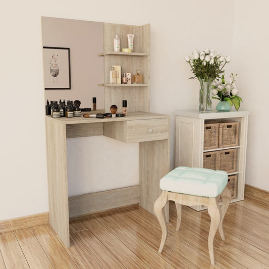 vidaXL Dressing Table Engineered Wood 29.5"x15.7"x55.5" Oak