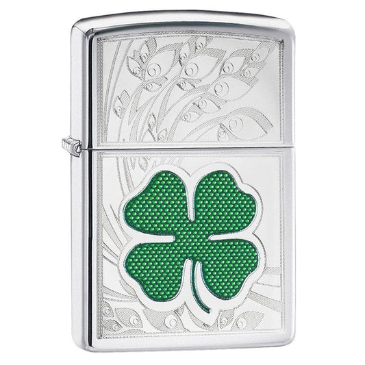 Zippo Windproof Lighter Clover High Polish Chrome Design