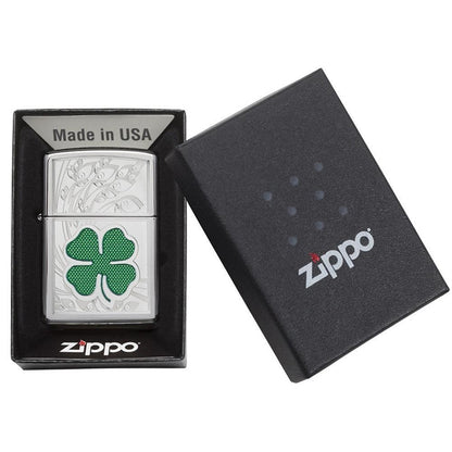 Zippo Windproof Lighter Clover High Polish Chrome Design