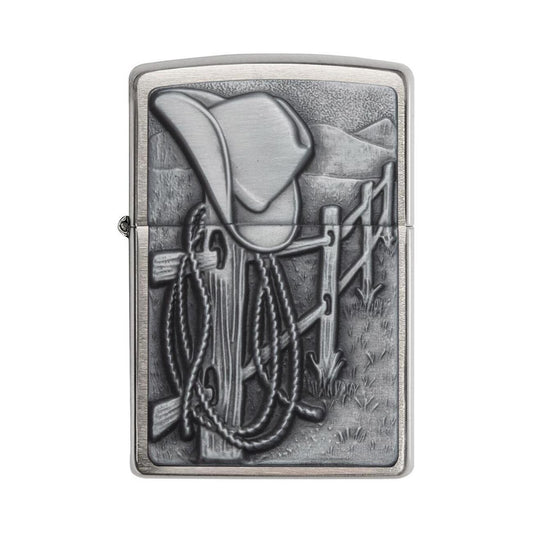 Zippo Windproof Lighter Resting Cowboy Brushed Chrome