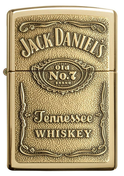 Zippo Windproof Lighter Jack Daniel's Label-Brass Emblem High Polish Brass