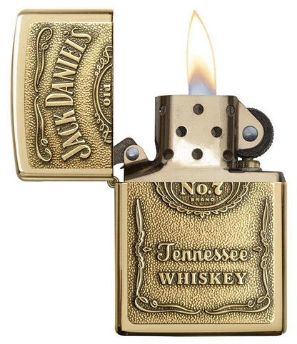 Zippo Windproof Lighter Jack Daniel's Label-Brass Emblem High Polish Brass