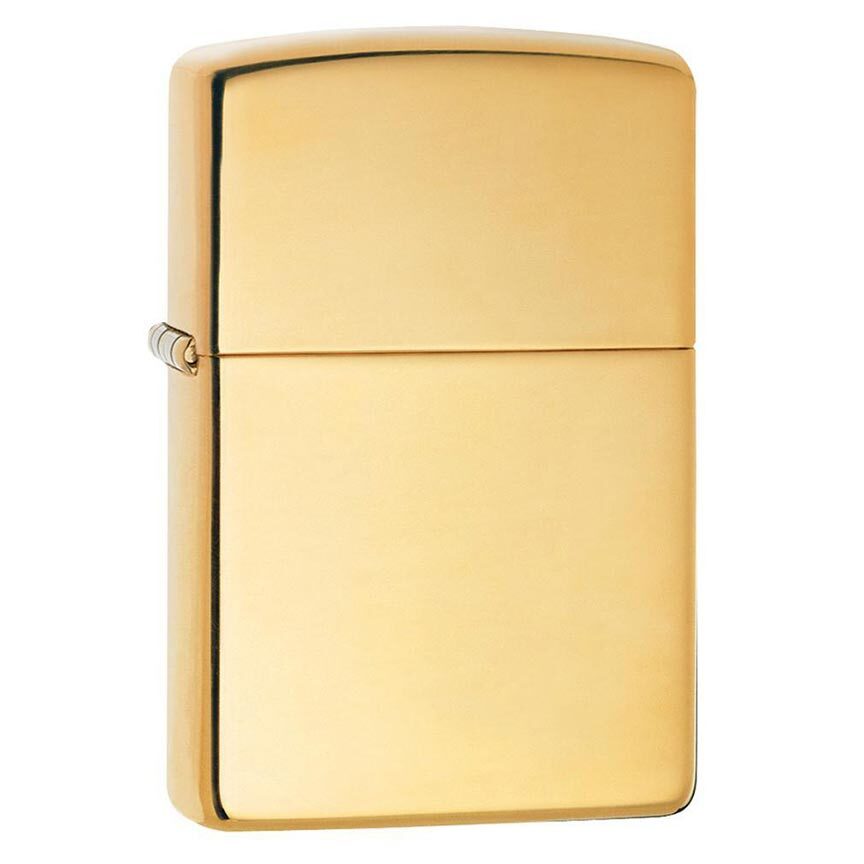 Zippo Windproof Lighter High Polish Brass w/o Solid Brass EngravedHigh Polish Brass