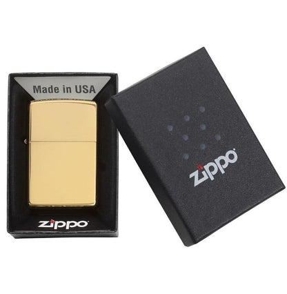 Zippo Windproof Lighter High Polish Brass w/o Solid Brass EngravedHigh Polish Brass