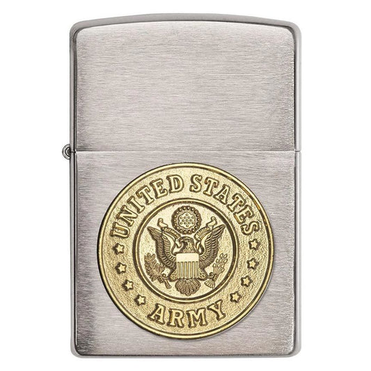 Zippo Windproof Lighter Army Emblem Brushed Chrome