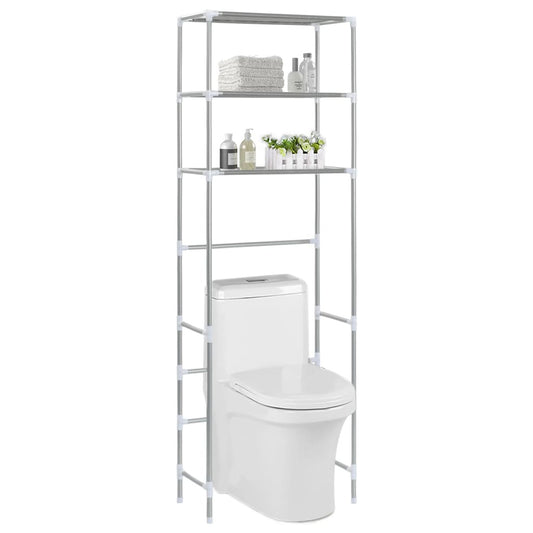 vidaXL 3-Tier Storage Rack over Toilet Silver 20.9"x11"x66.5"