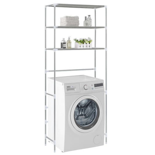 vidaXL 3-Tier Storage Rack over Laundry Machine Silver 27.2"x11"x66.5"