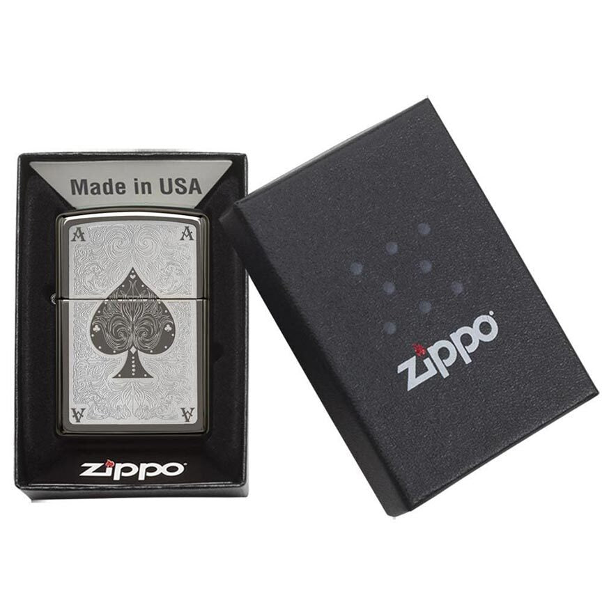 Zippo Windproof Lighter Ace Filagree Black Ice Finish