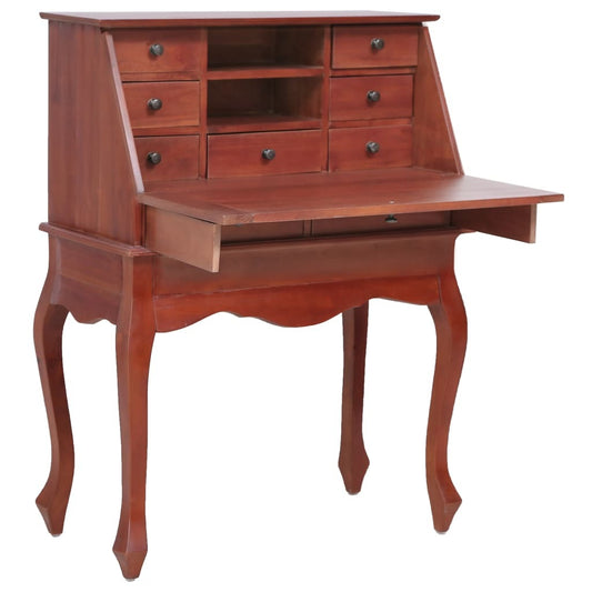 vidaXL Secretary Desk Brown 30.7"x16.5"x40.6" Solid Mahogany Wood