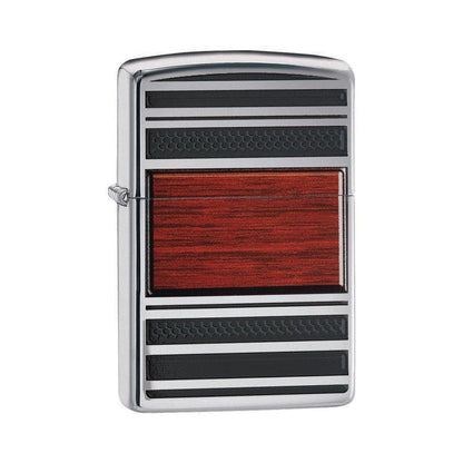 Zippo Windproof Lighter Pipe Wood Design w/Pipe Lighter Insert High Polish Chrome