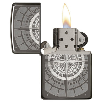 Zippo Windproof Lighter Black Ice Compass