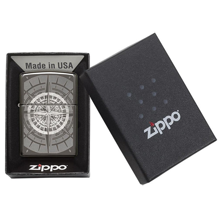 Zippo Windproof Lighter Black Ice Compass