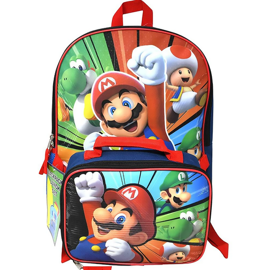 Super Mario 16 Inch Backpack and Lunch Bag Set