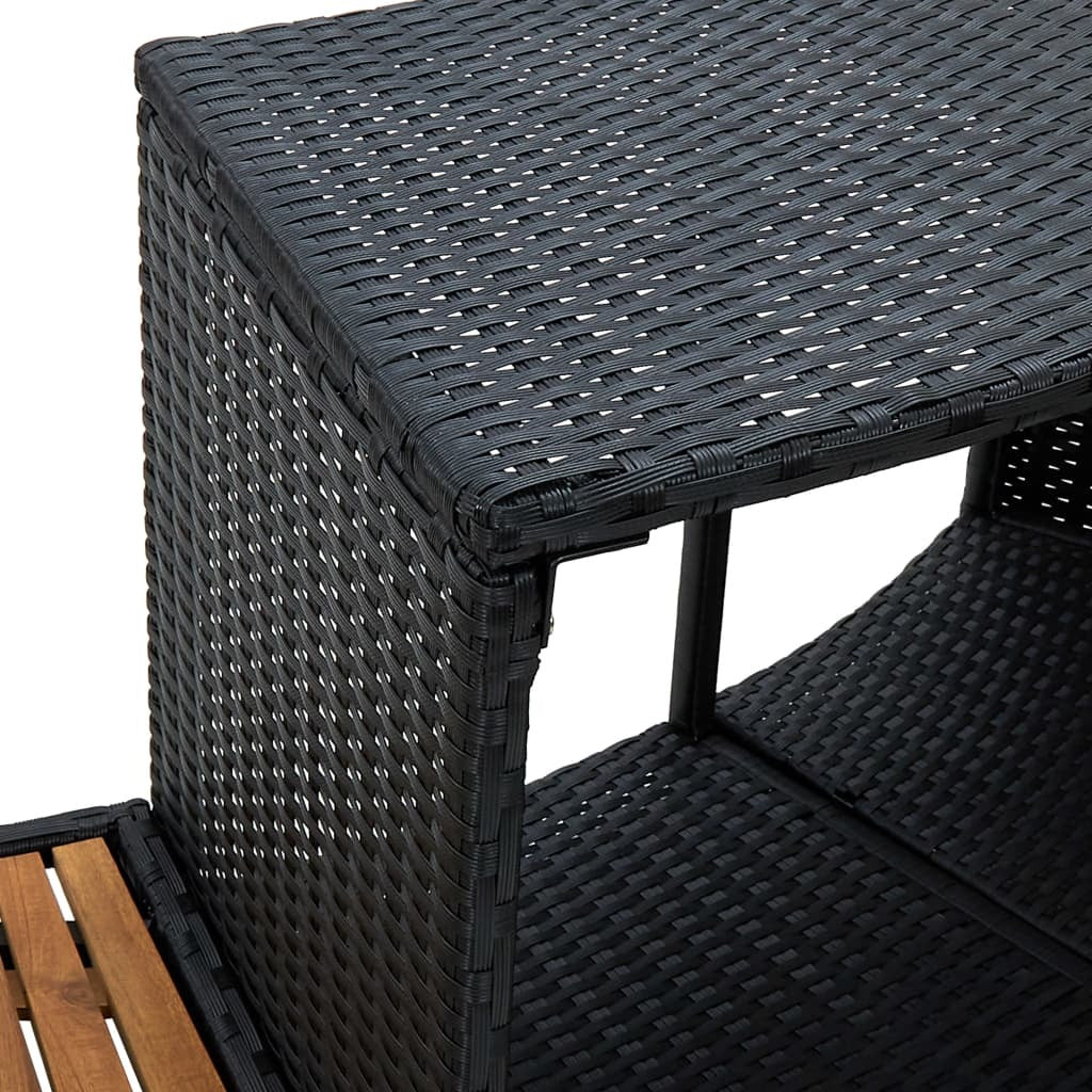 vidaXL Spa Surround Black Poly Rattan and Acacia Wood