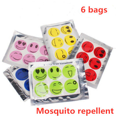 quantity: Q60pcs - Summer Smile Mosquito Sticker Cartoon Mosquito Repellent Mosquito Repellent Mosquito Sticker 6 Pieces Of Random Color