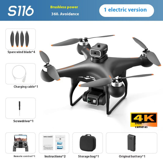 Color: Black HD, Specifications: Single Electric Version - S116 Brushless UAV Four-side Obstacle Avoidance Aerial Photography HD Toy