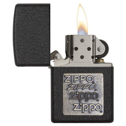 Zippo Windproof Lighter Black Crackle Gold Zippo Logo