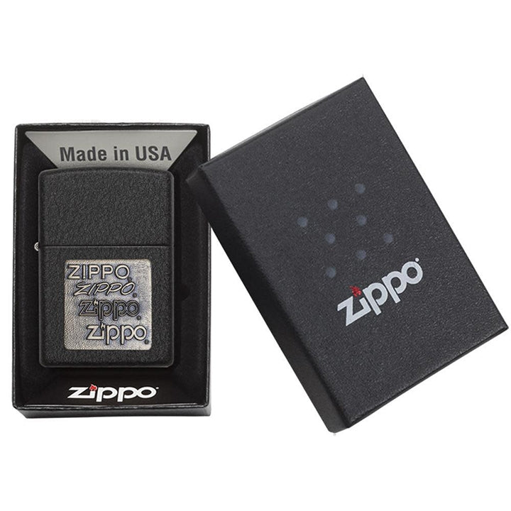 Zippo Windproof Lighter Black Crackle Gold Zippo Logo