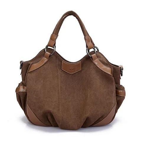 Color: Brown - Travel Town Canvas Shoulder Bag