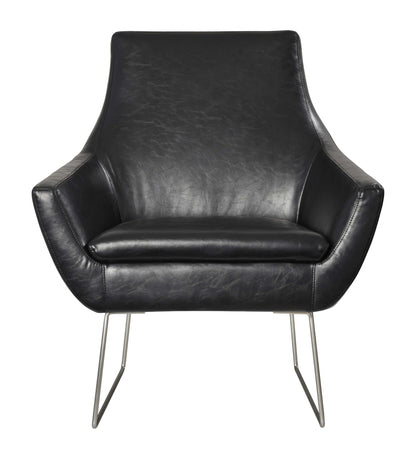 Distressed Black Faux Leather Armchair