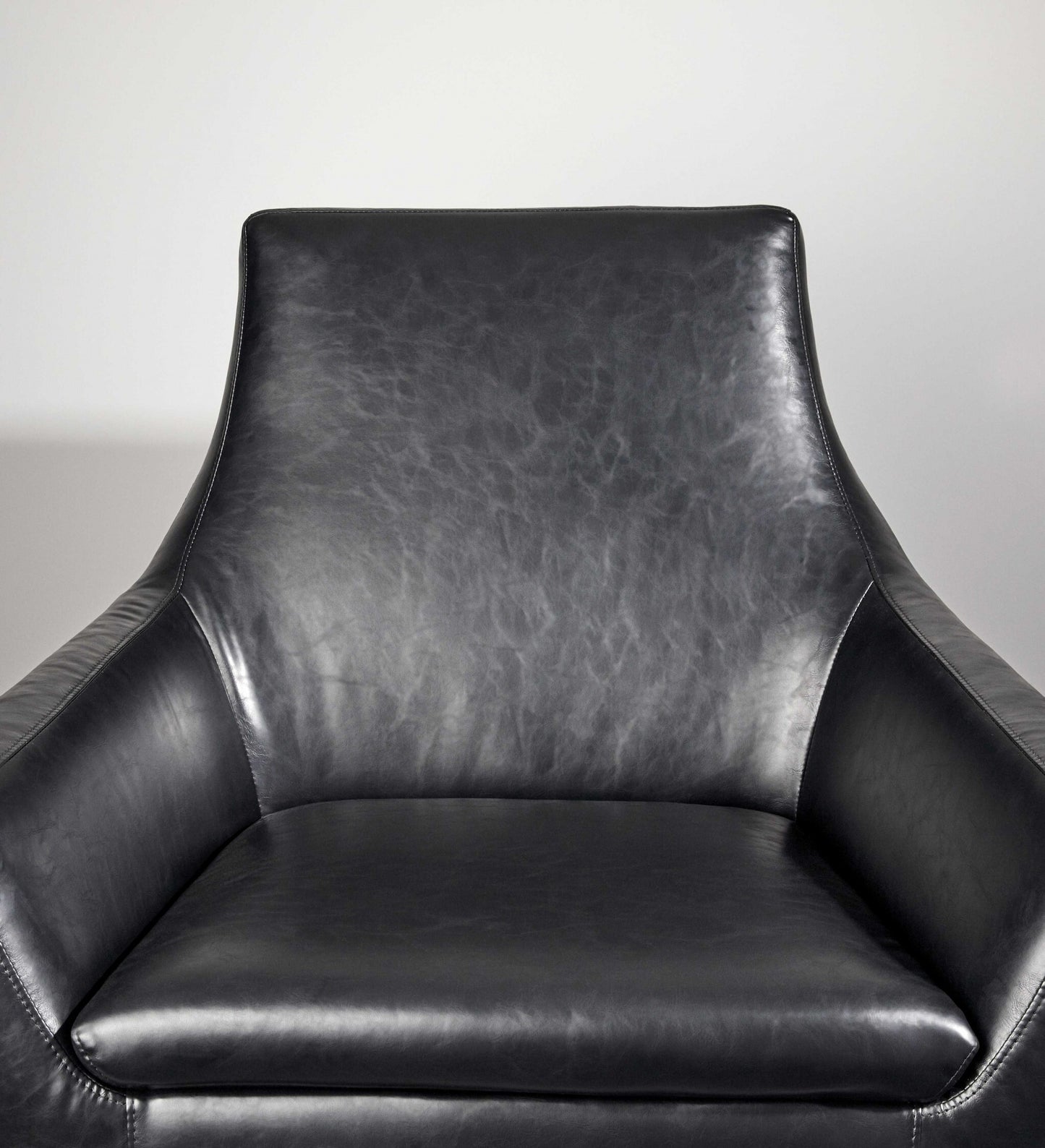 Distressed Black Faux Leather Armchair