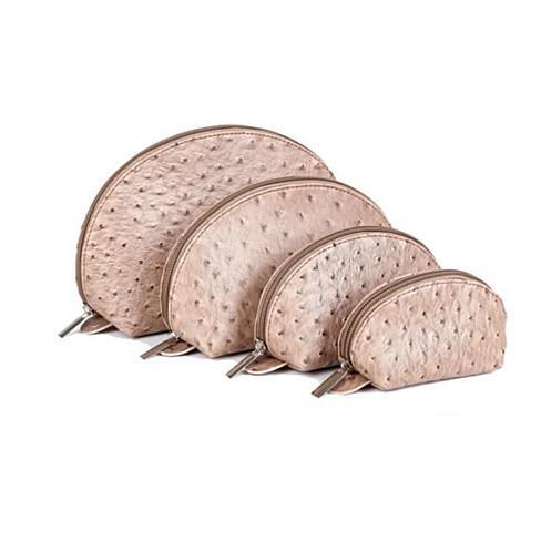 Color: Pink - COSMO Cosmetic Faux Ostrich Cases In Set of 4